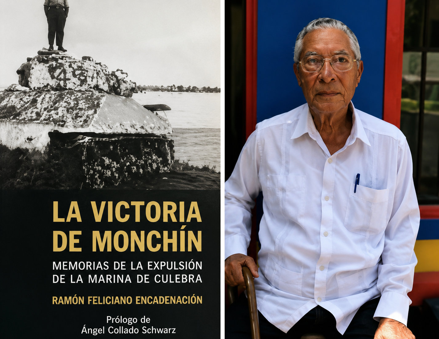 La Victoria de Monchín — book cover and portrait of Ramón Feliciano