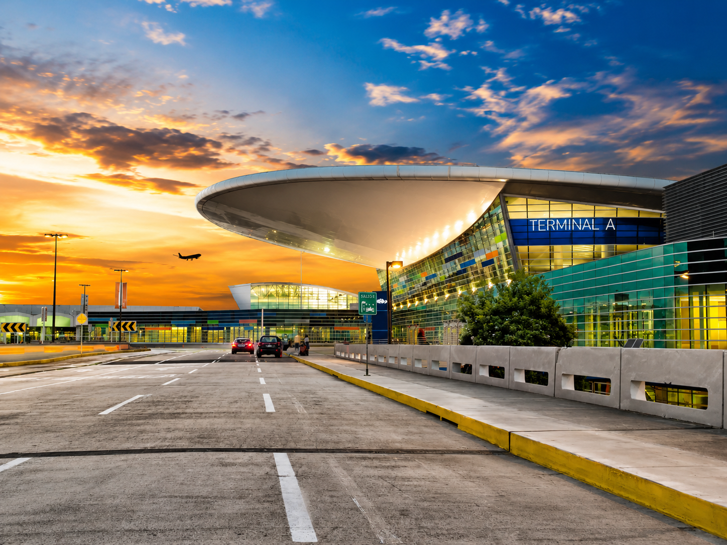 Luis Muñoz Marín International Airport Terminal A at sunset