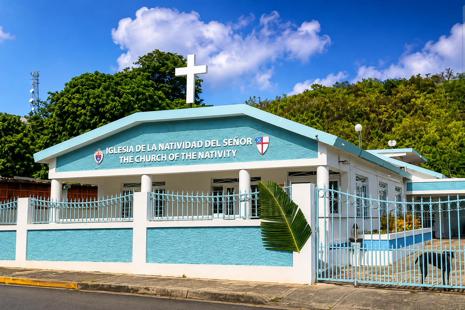 Turquoise Episcopal Church of the Nativity in Villa Muñeco, Culebra, Puerto Rico