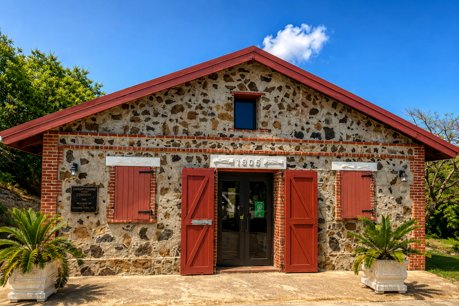 El Polvorín Museum — Culebra's historic 1905 stone building with red shutters