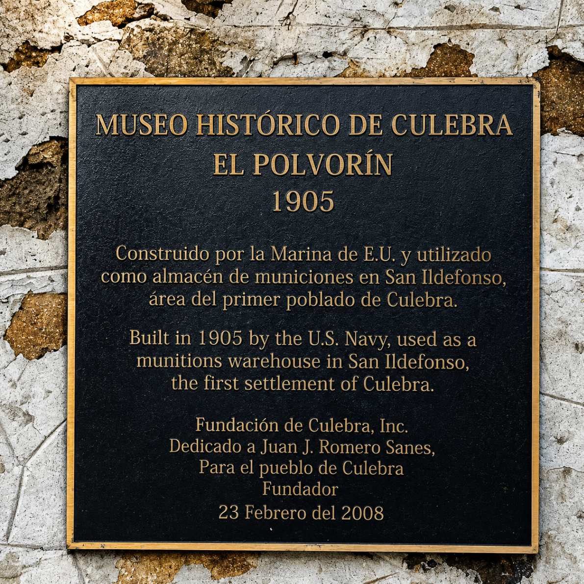 Historic plaque: Museo Histórico de Culebra El Polvorín, 1905