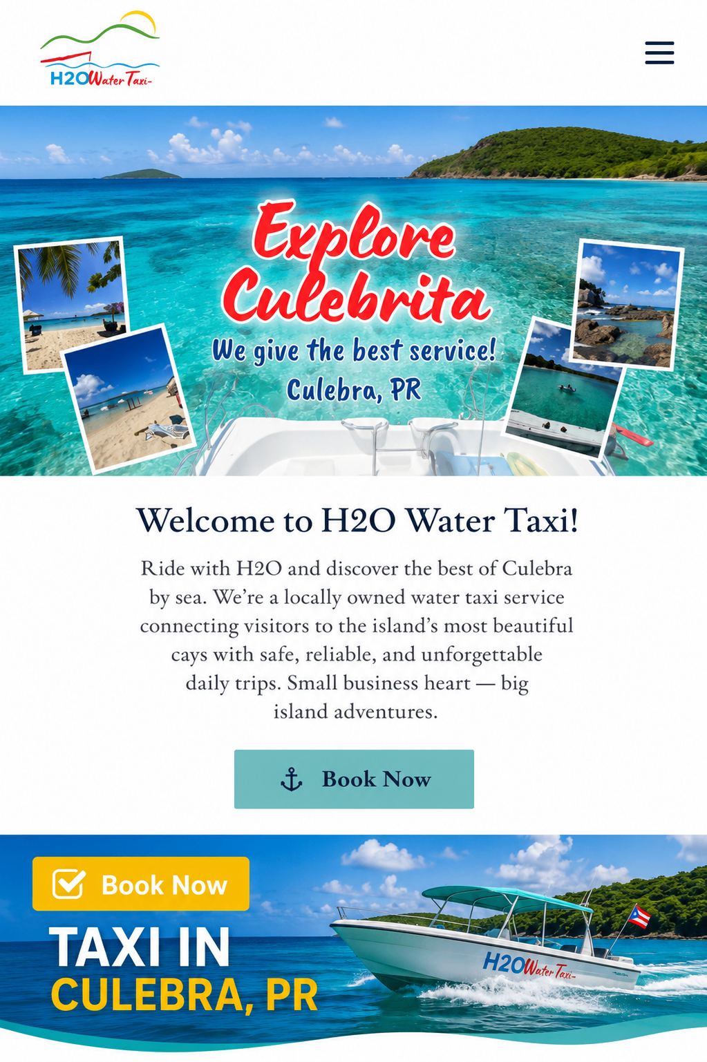 H2O Water Taxi — boat cruising the turquoise waters off Culebra